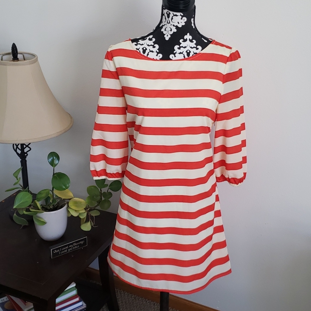 Retro Orange & cream short dress/tunic